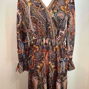 a.n.a Multicolor Paisley Long Sleeve Dress